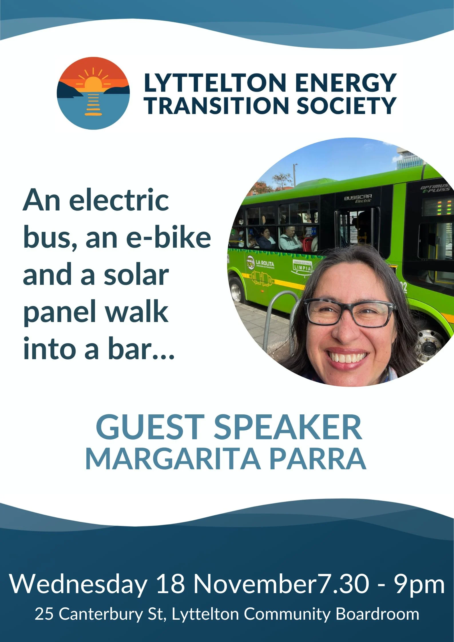 Guest Speaker: An electric bus, an e-bike and a solar panel walk into a bar